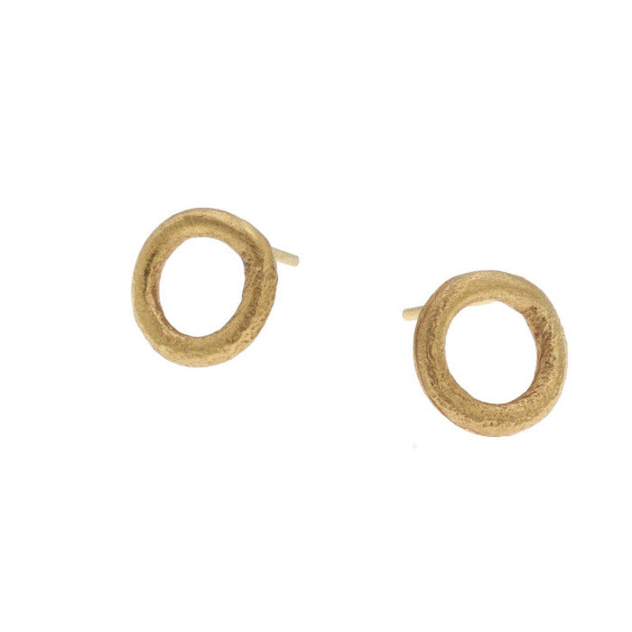 Clous d'oreilles cercles en argent doré or jaune texturé