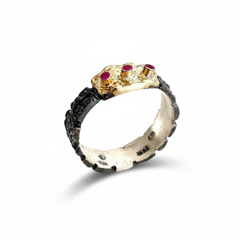 Bague Argent 925 Sertie Diamant - Taille 54 - Poids 4,71g - Occasion