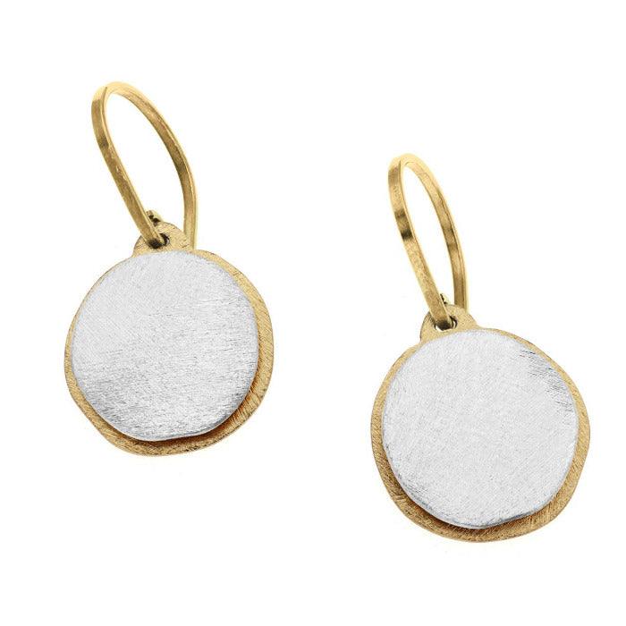 Boucles d'oreilles forme galet façonnées en argent et argent doré, fermoirs crochets.