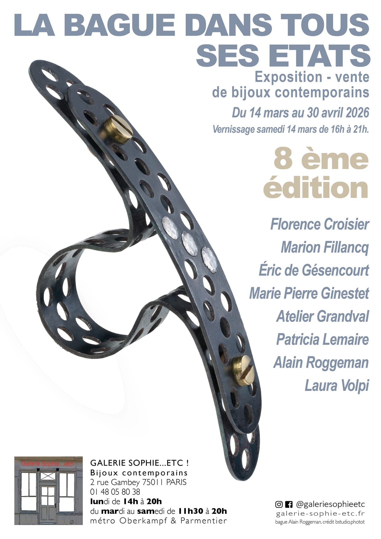 Expo Bague dans tous ses états 8e édition mars avril 2026 Galerie Sophie etc