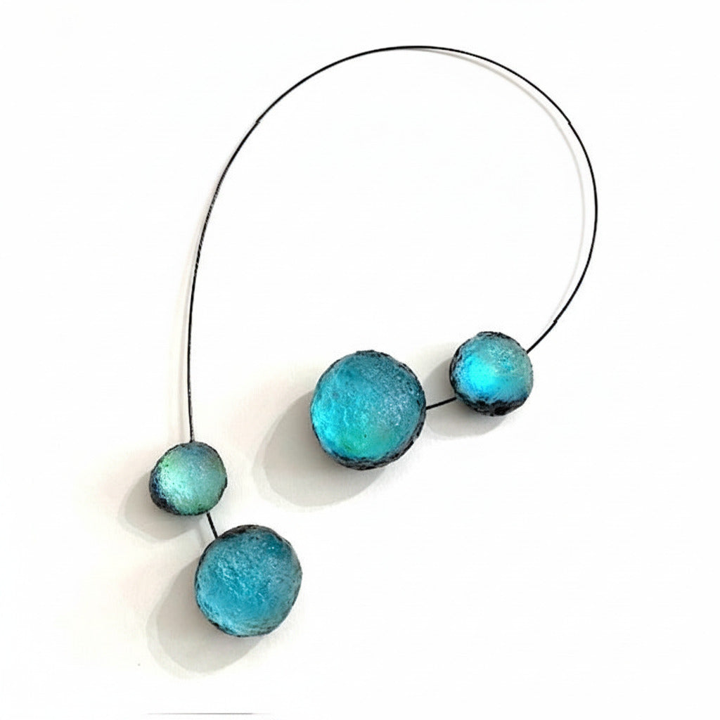 Collier 4 Météorites en résine turquoise texturée