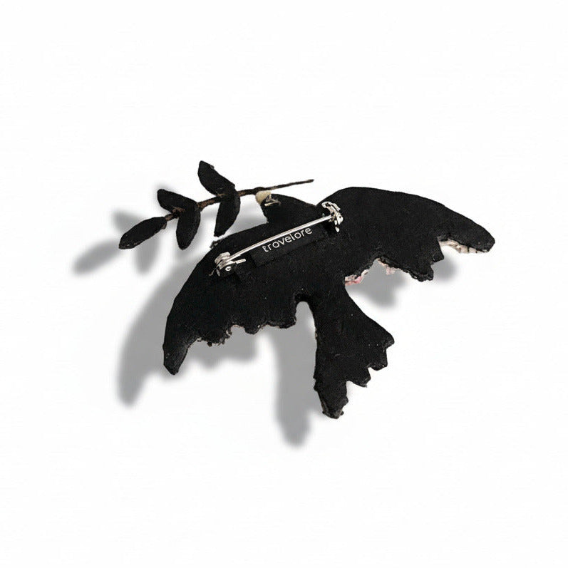 Broche Oiseau de la Paix - Brodée à la main