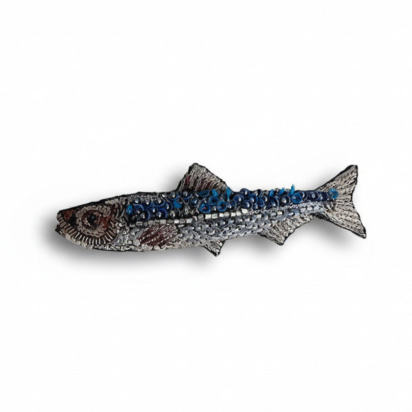 Broche Sardine - Brodée à la main